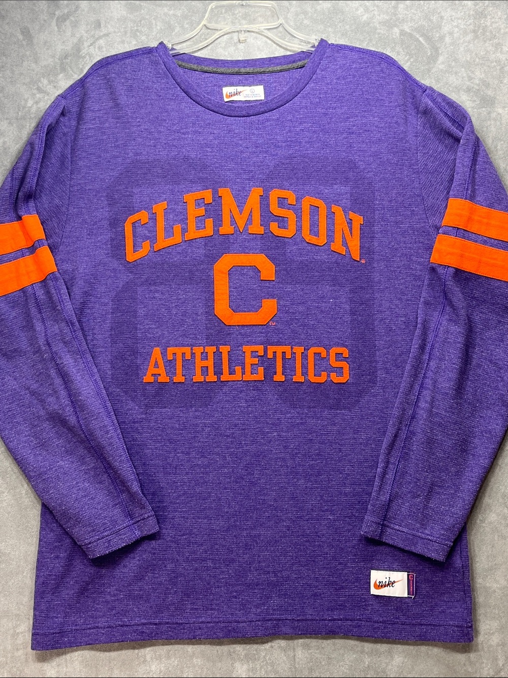 Nike Clemson Tigers Athletics Long Sleeve Shirt Purple Orange Large